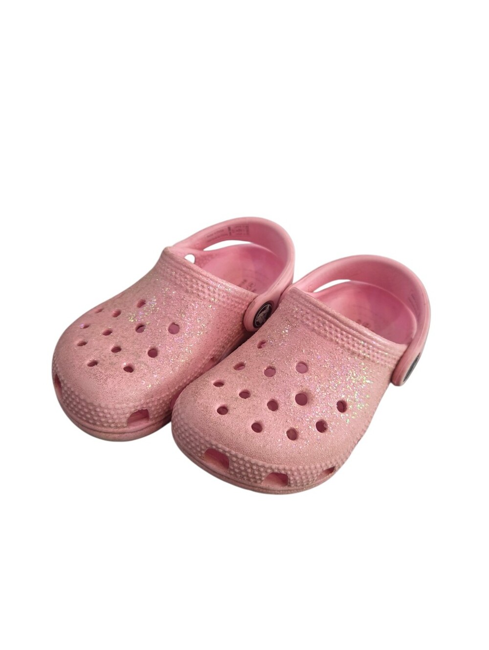 Crocs Classic Glitter Clogs Kids C7 Toddler Pink Sparkle Slip On Water Shoes